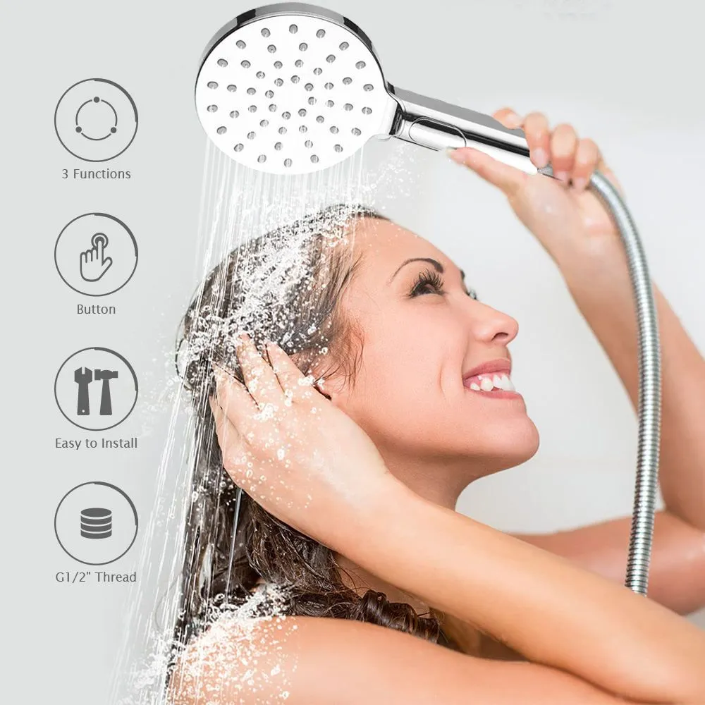 Spa Like Adjustable Plastic Chrome Bath Push Button Shower